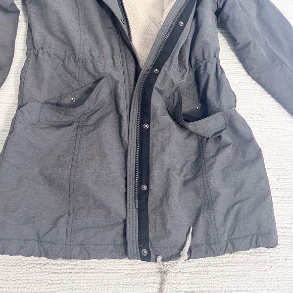 EDDIE BAUER Ladder Creek High-Pile Women's Gray Parka Faux Fur Hood Cinch Waist - Picture 12 of 16